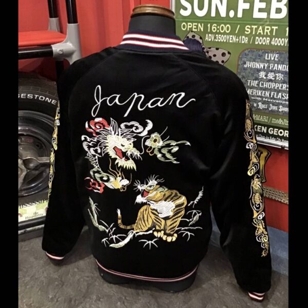 HOUSTON★新品★51286★スカジャン【XXLサイズ】ジャパン★ビンテージ★虎★龍★大阪★アメリカ村★衣装★刺繍★アメリカンロングリバー55