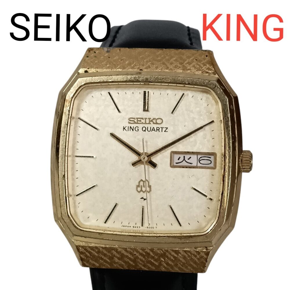 506-6 SEIKO KING QUARTZ セイコーキングクォーツ 9223-5000 メンズ腕時計 スクエア デイデイト ゴールド文字盤