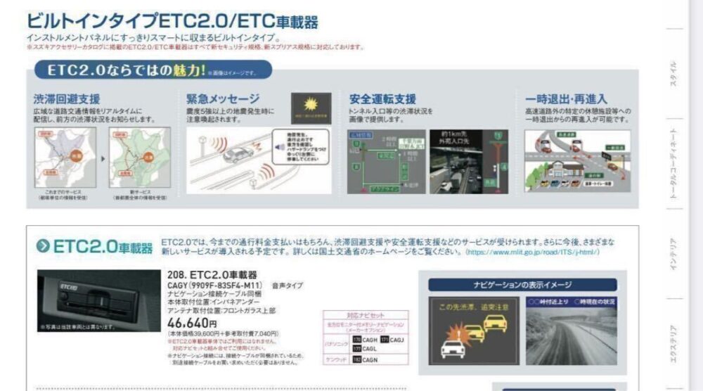 2024年モデル　スズキ純正　ビルトインタイプ　ETC2.0　9909F-83SF4-M11　未使用品　　