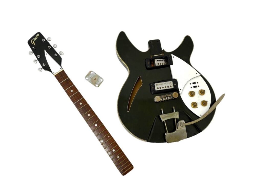 【ジャンク品/部品取り】Greco/グレコ リッケンバッカータイプ エレキギター パーツ グリーン系 緑 日本製 弦楽器 (51043N2)
