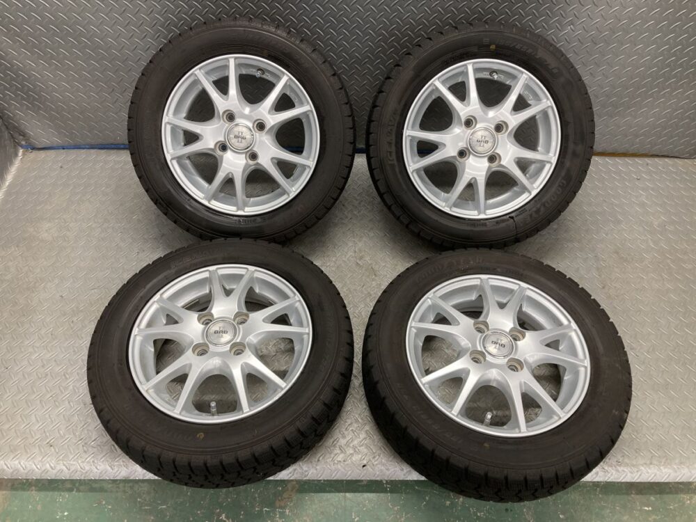 バリ山! グッドイヤー 155/65R13 スタッドレス タイヤ 13インチ ホイール 4J 100 4H 4穴 ワゴンR ムーヴ ミラ エブリィ バモス アトレー
