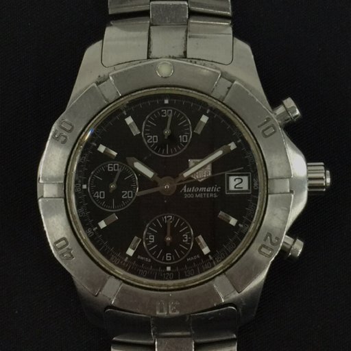 タグホイヤー エクスクルーシブ クロノグラフ 自動巻 腕時計 メンズ デイト ブラック文字盤 稼働品 TAG HEUER