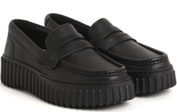 送料無料 Clarks 23cm 軽量 ペニー スリッポン スニーカー 厚底 ブラック ローファー レザー ウエッジ パンプス ブーツ WH45