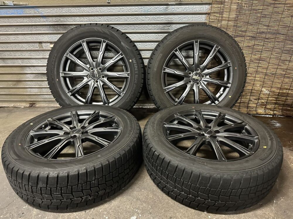 バリ溝スタッドレスホイール4本セット 225/55R18 ダンロップ ウィンターマックス WM02 18インチ 7J PCD100 5穴 +53 XVフォレスター等に