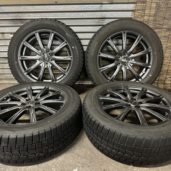 バリ溝スタッドレスホイール4本セット 225/55R18 ダンロップ ウィンターマックス WM02 18インチ 7J PCD100 5穴 +53 XVフォレスター等に