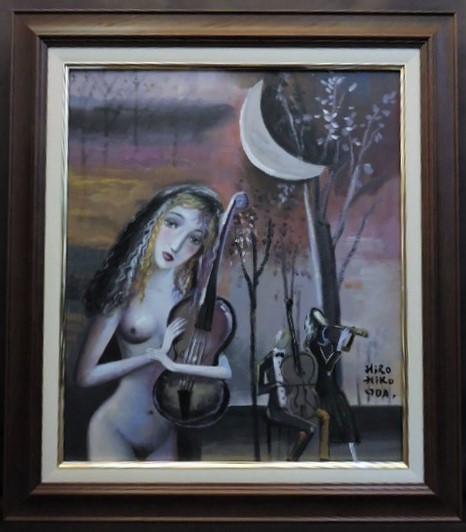 ◆　織田広比古 　◆ バラ色の夜 ◆ 油彩画・10号・新額